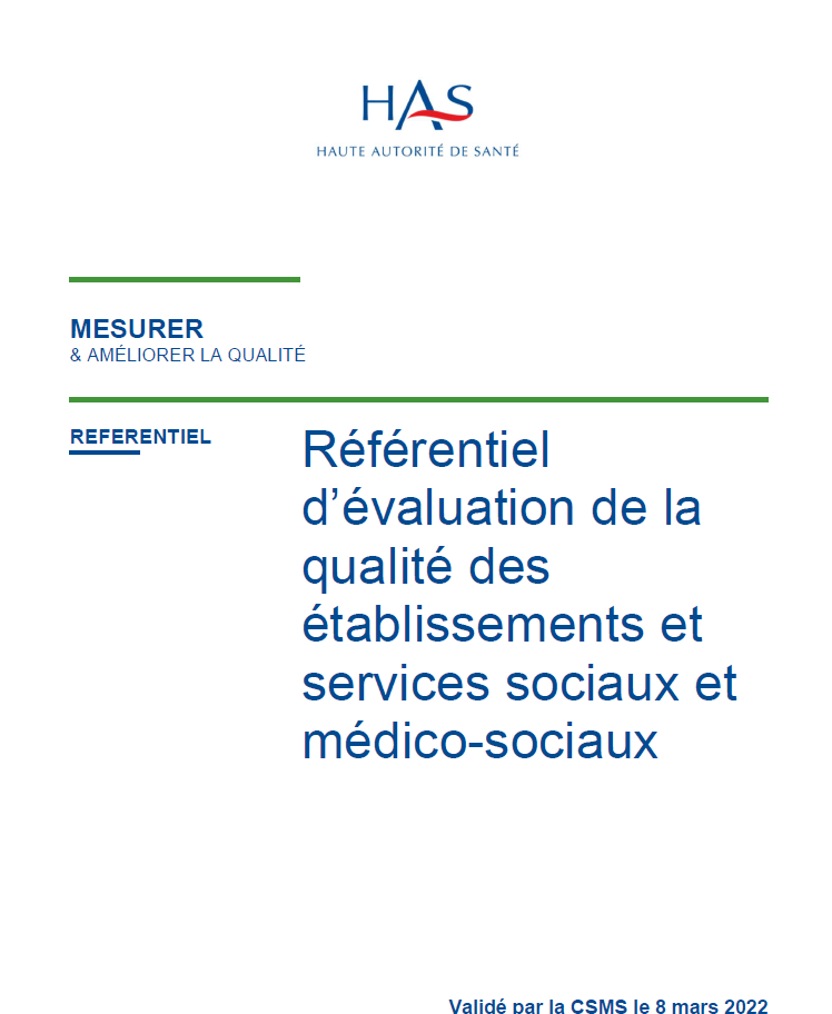 Couverture du référentiel de la HAS